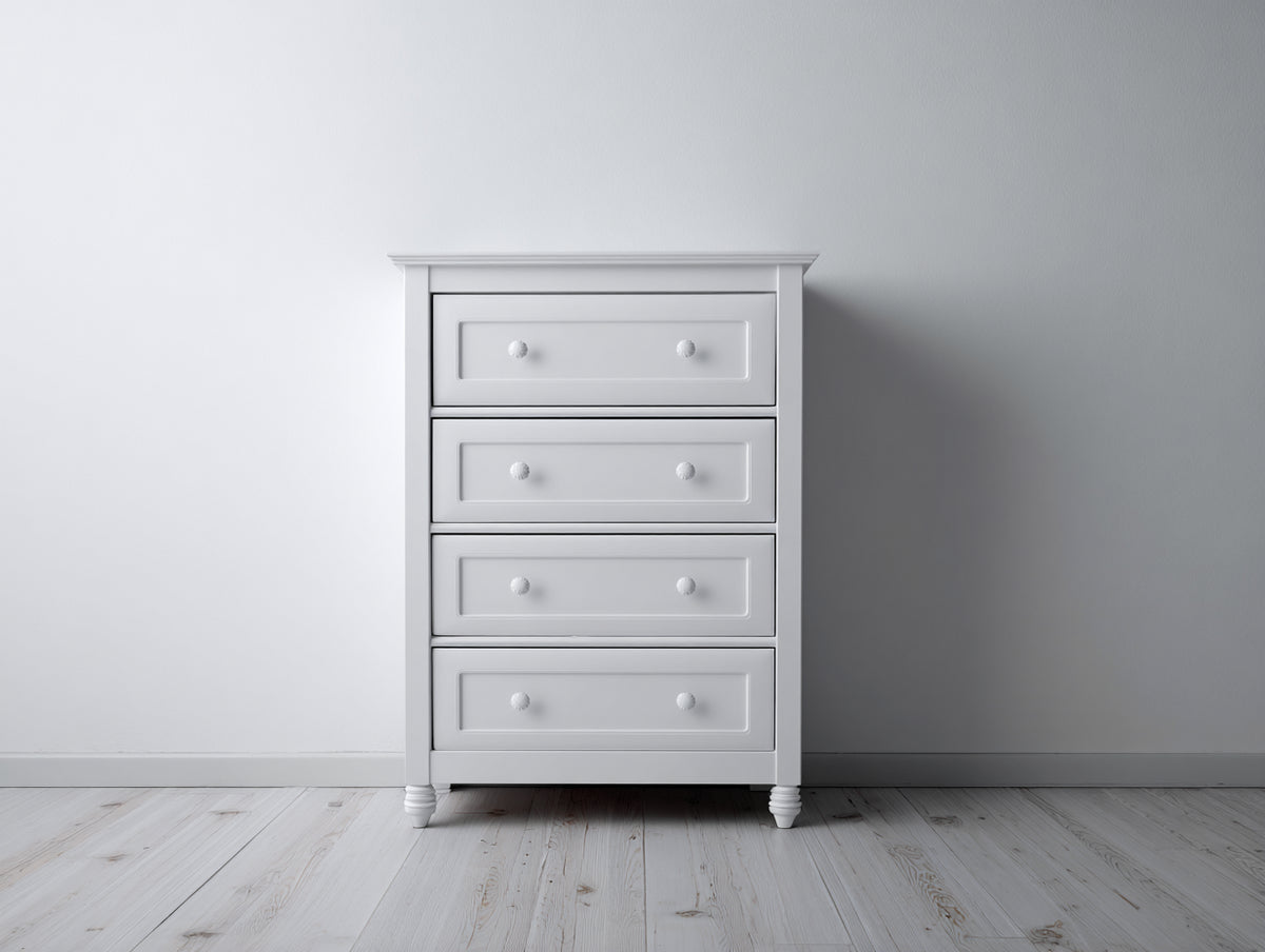 Cassettiera - Legno - 72x40x112 cm - Bianco - Stile classico contemporaneo
