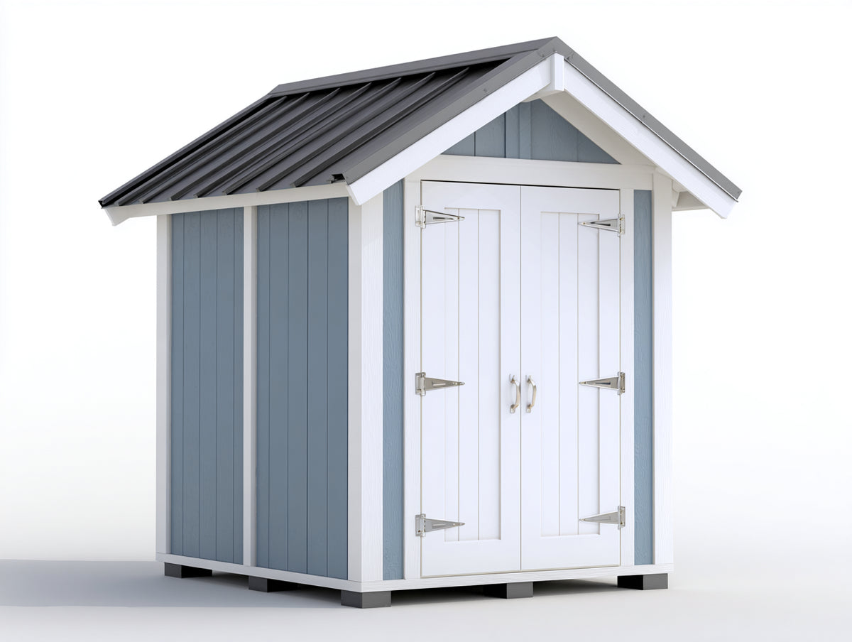 Casetta da giardino - Legno - 185x150x218 cm - Azzurro grigio-Bianco - Stile moderno compatto