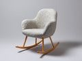 Sedia a dondolo - Tessuto bouclé-Legno - 85 x 74 x 98 cm - Grigio chiaro-Legno naturale - Stile contemporaneo