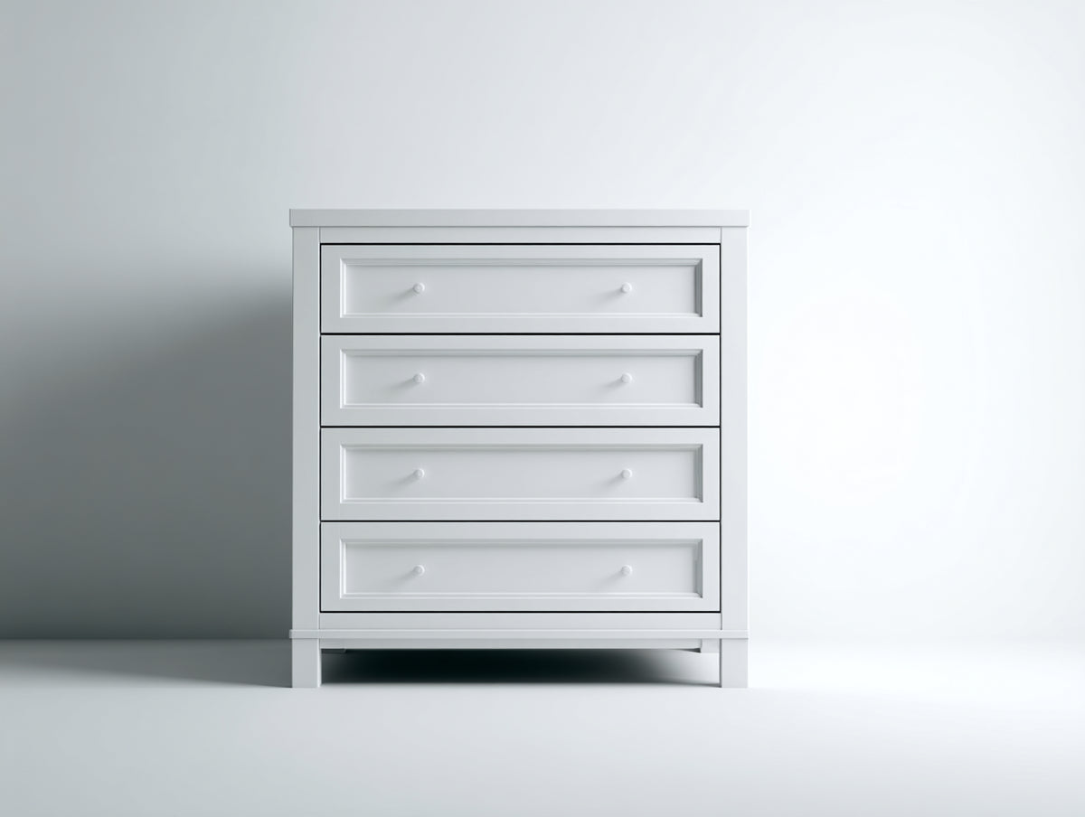 Cassettiera - Legno - 92x43x98 cm - Bianco - Stile classico contemporaneo
