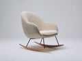 Sedia a dondolo - Tessuto bouclé-Metallo-Legno - 86 x 79 x 89 cm - Beige-Legno naturale-Nero - Stile moderno