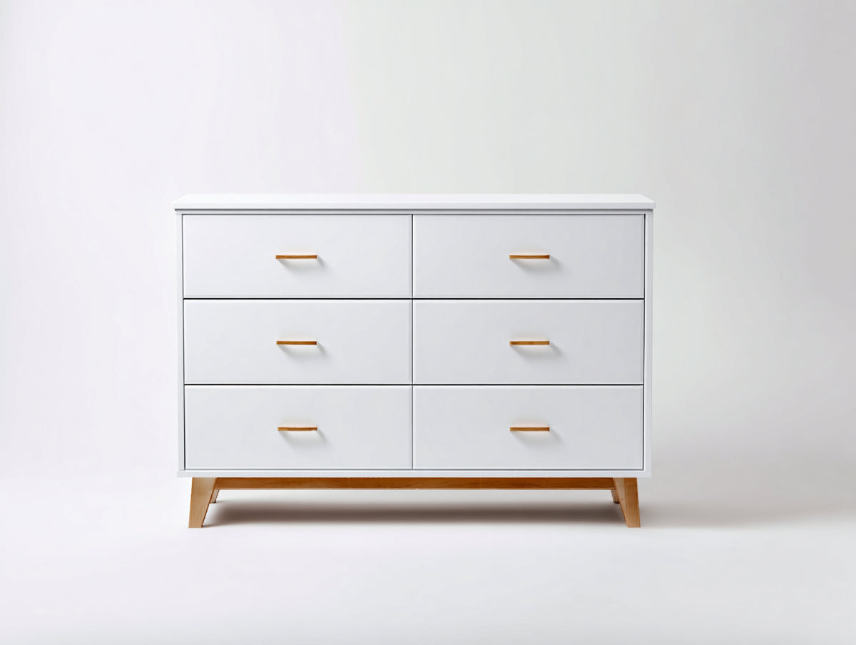Cassettiera - Legno - 120x42x78 cm - Bianco - Stile scandinavo