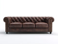 Divani a 3 posti - Pelle-Legno-Metallo - 220 x 92 x 78 cm - Marrone scuro - Chesterfield