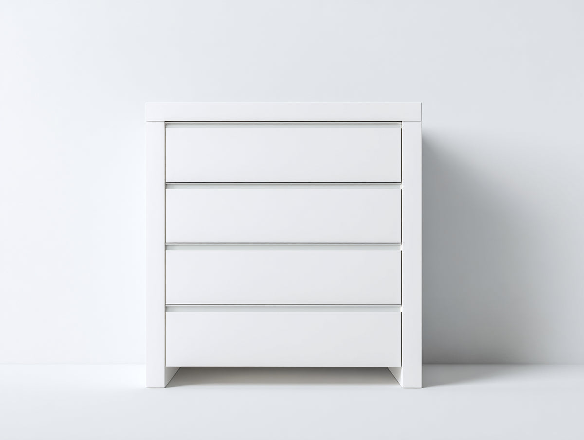 Cassettiera - Legno - 76x40x103 cm - Bianco - Stile moderno minimalista