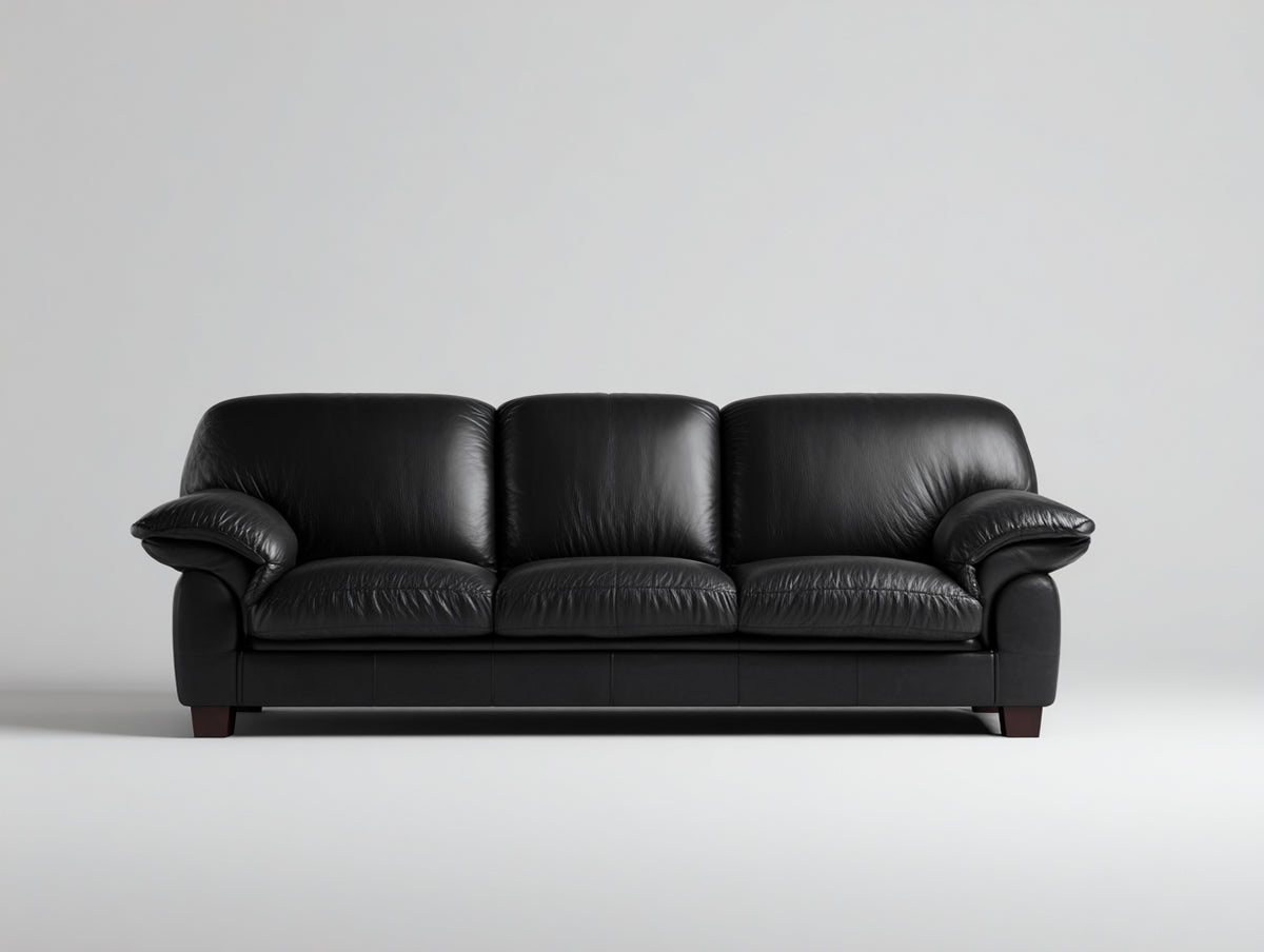 Divani a 3 posti - Pelle - 218 x 94 x 89 cm - Nero - Classico