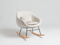 Sedia a dondolo - Tessuto bouclé-Metallo-Legno - 87 x 79 x 86 cm - Beige chiaro-Legno naturale-Nero - Stile moderno