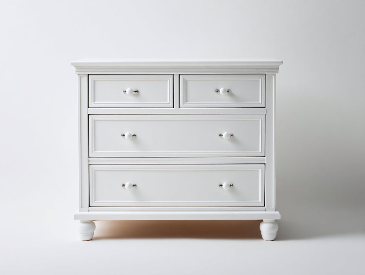 Cassettiera - Legno - 92x42x88 cm - Bianco - Stile classico