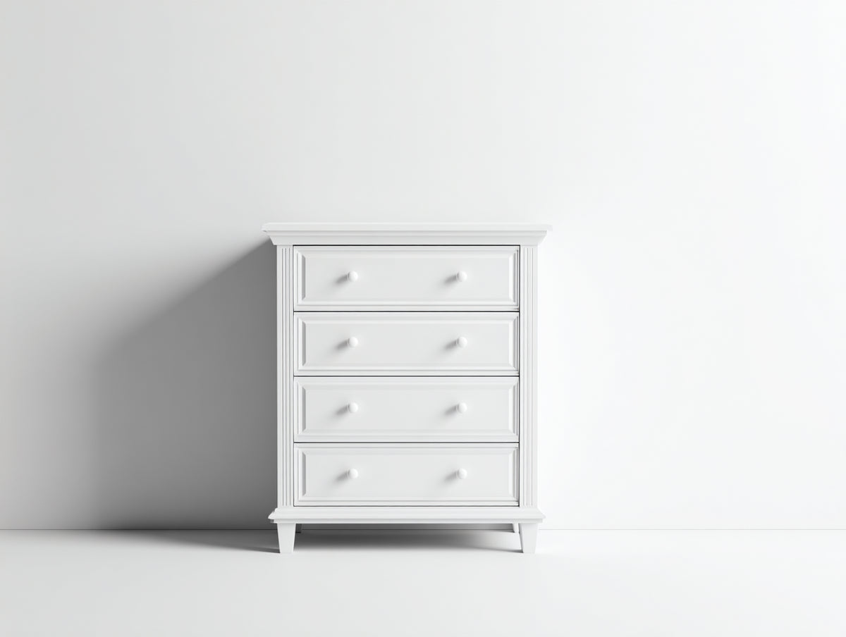 Cassettiera - Legno - 81x42x104 cm - Bianco - Stile classico