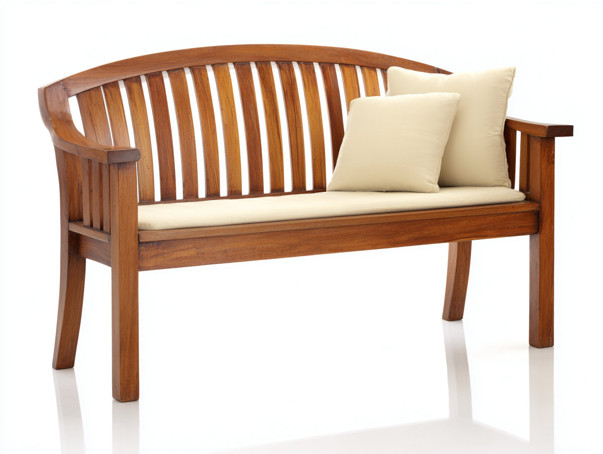 Panche da giardino - Legno-Tessuto - 155x62x91 cm - Marrone-Crema - Stile classico