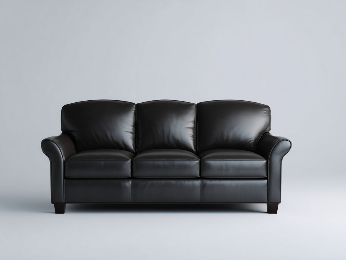 Divani a 3 posti - Pelle - 205 x 88 x 90 cm - Nero - Classico