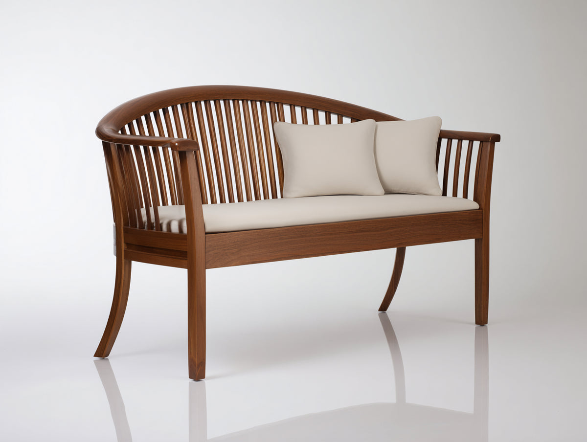 Panche da giardino - Legno-Tessuto - 158x64x91 cm - Marrone scuro-Crema - Stile contemporaneo avvolgente