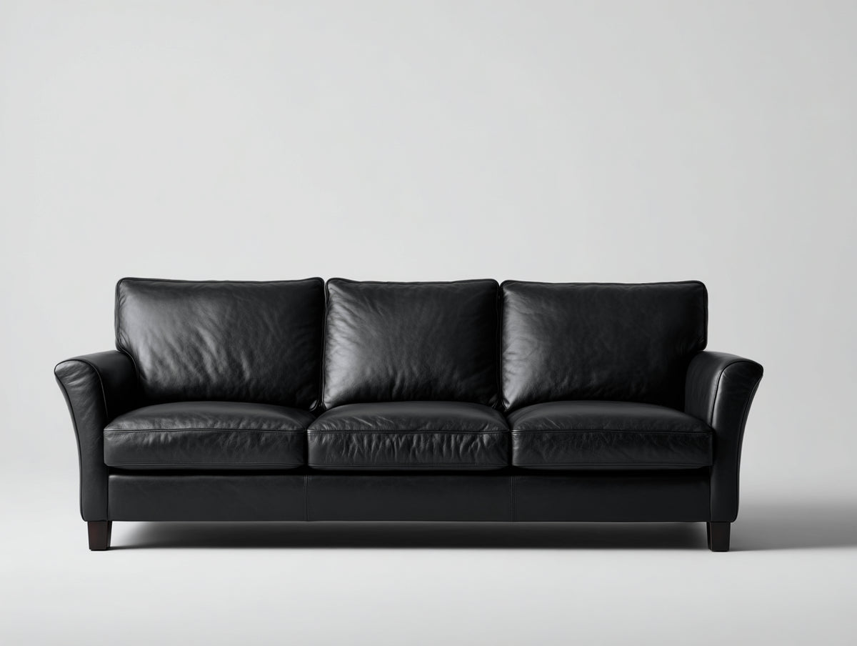 Divani a 3 posti - Pelle - 220 x 92 x 88 cm - Nero - Contemporaneo