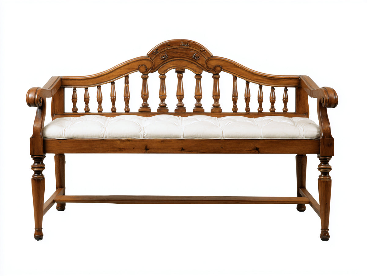 Panche da giardino - Legno-Tessuto - 150x63x100 cm - Marrone miele-Crema - Stile classico decorativo