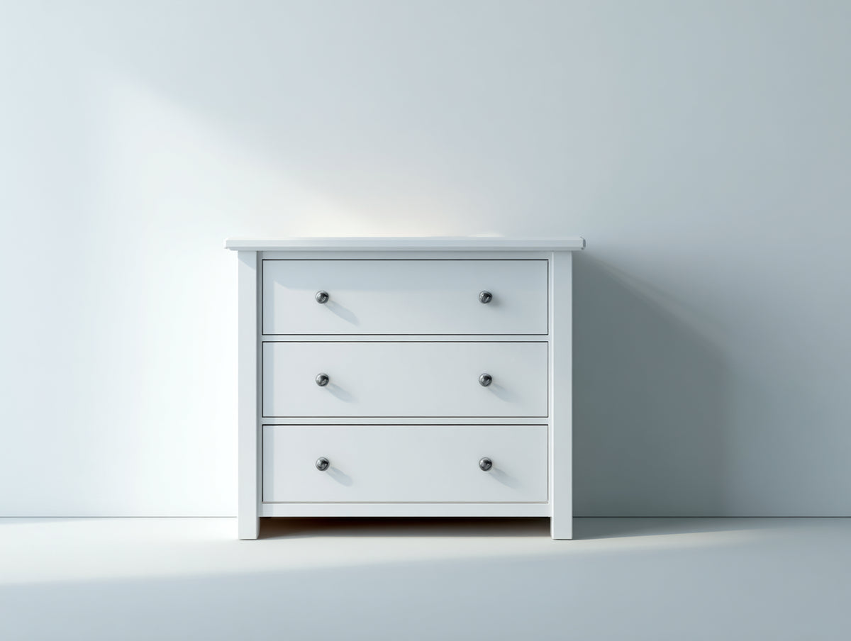 Cassettiera - Legno - 82x40x79 cm - Bianco - Stile classico sobrio