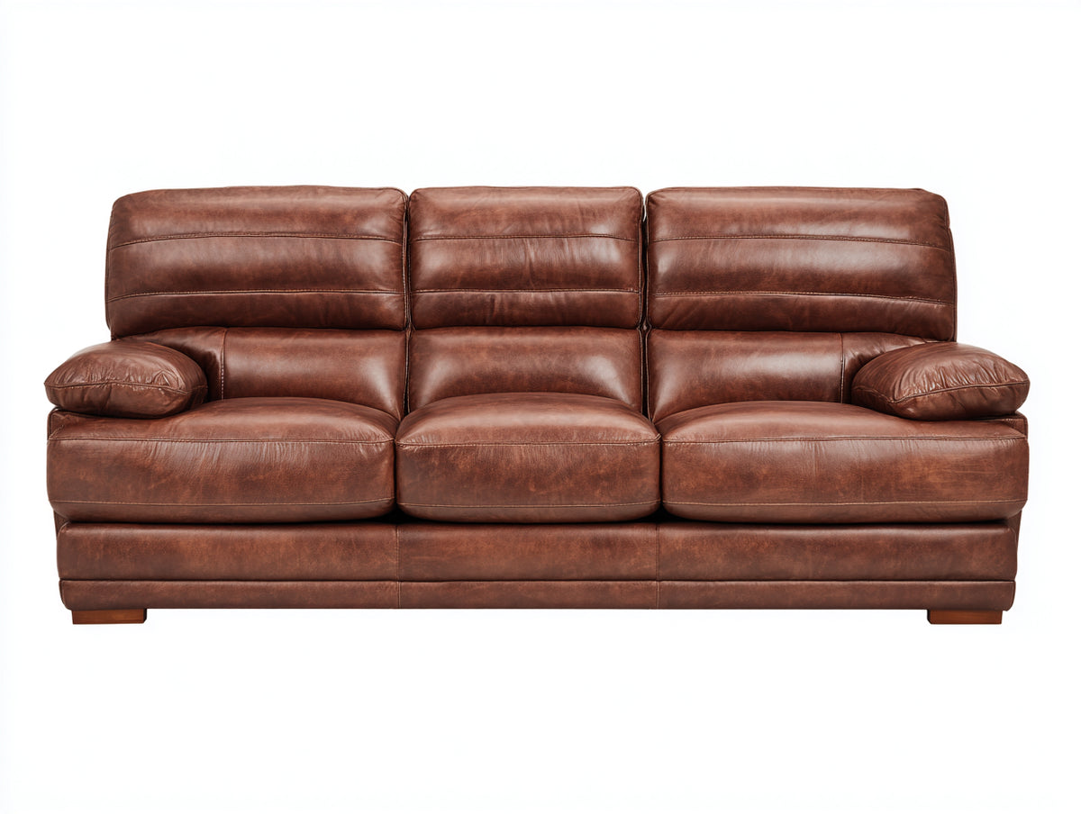 Divani a 3 posti - Pelle - 220 x 100 x 98 cm - Marrone - Contemporaneo