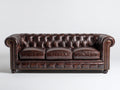 Divani a 3 posti - Pelle-Legno-Metallo - 228 x 96 x 79 cm - Marrone scuro - Chesterfield