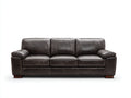 Divani a 3 posti - Pelle-Legno - 216 x 94 x 88 cm - Marrone scuro - Contemporaneo