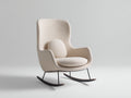 Sedia a dondolo - Tessuto bouclé-Metallo-Legno - 91 x 80 x 104 cm - Crema-Nero-Legno scuro - Stile moderno