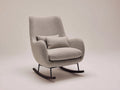 Sedia a dondolo - Tessuto bouclé-Metallo-Legno - 96 x 82 x 102 cm - Beige chiaro - Stile moderno