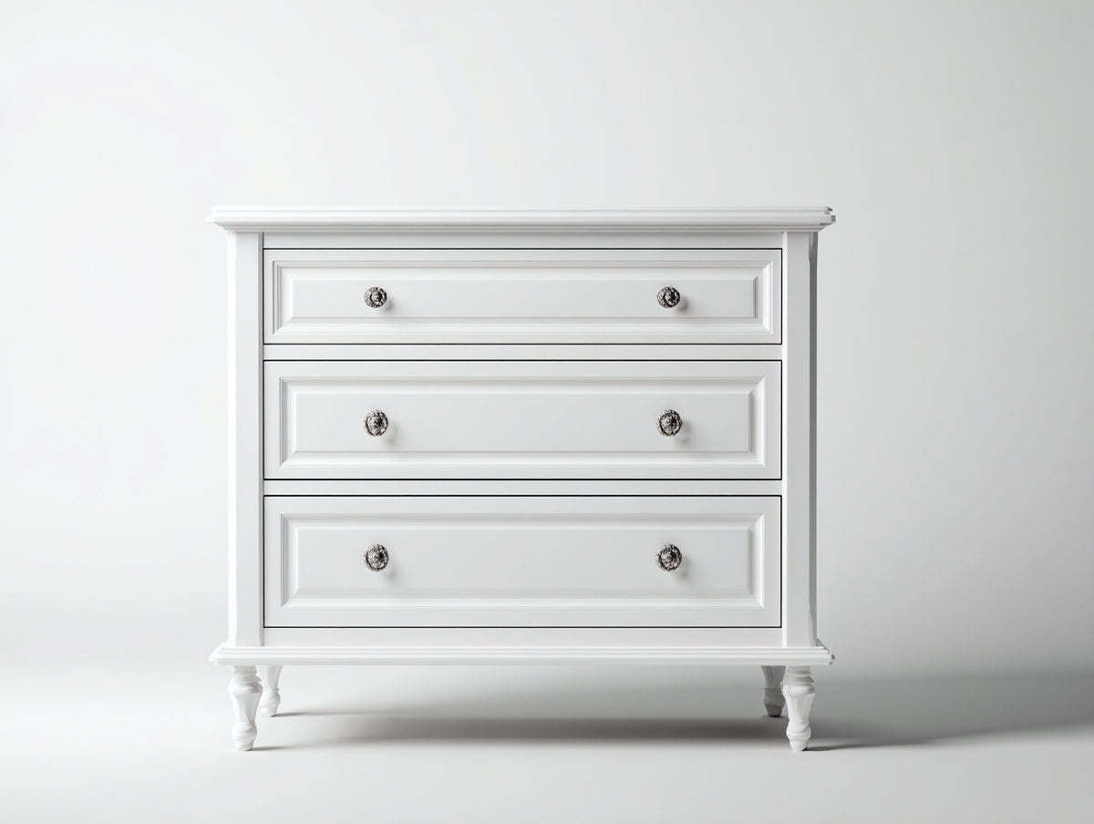 Cassettiera - Legno - 104x46x92 cm - Bianco - Stile classico